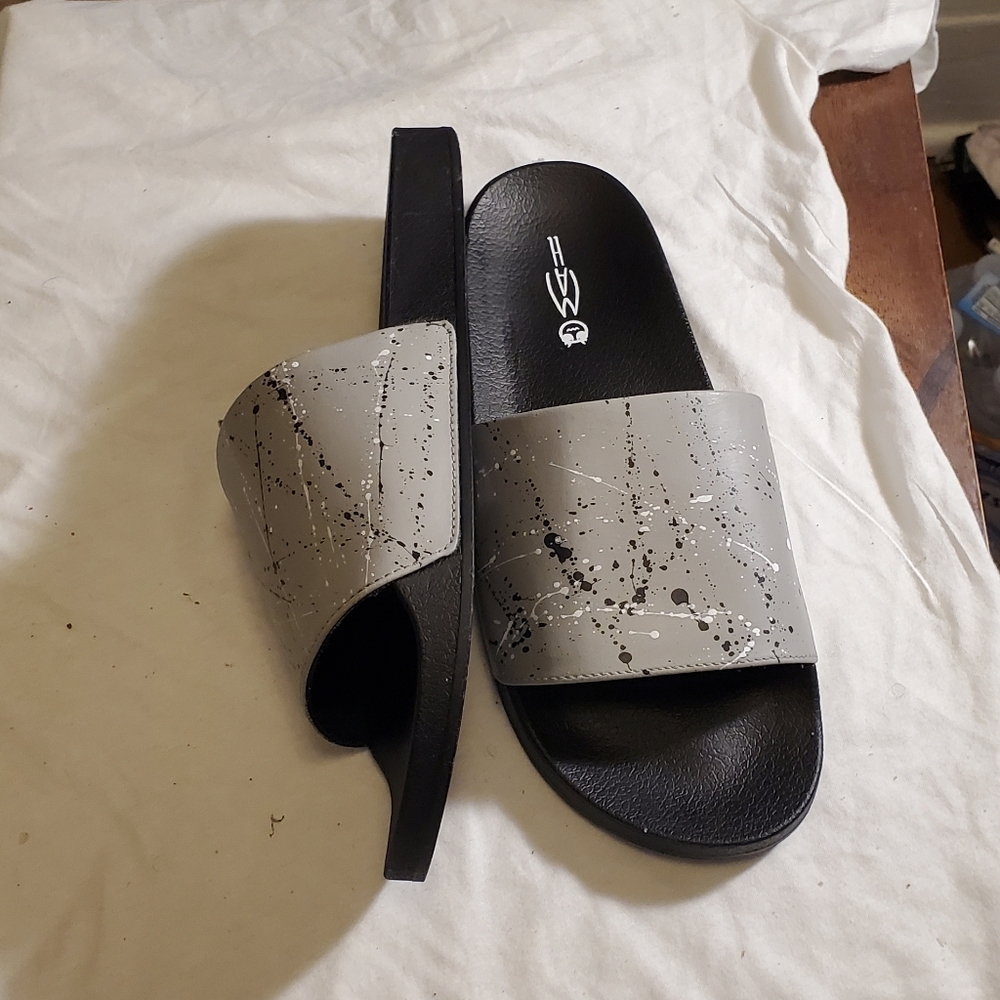Men Grey Splatter Slides - image 2